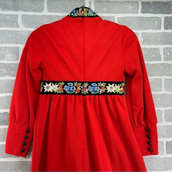 Vintage Vicky Vaughn Crushed Velvet Embroidered Long Sleeve Maxi Dress Small - Picture 7 of 11